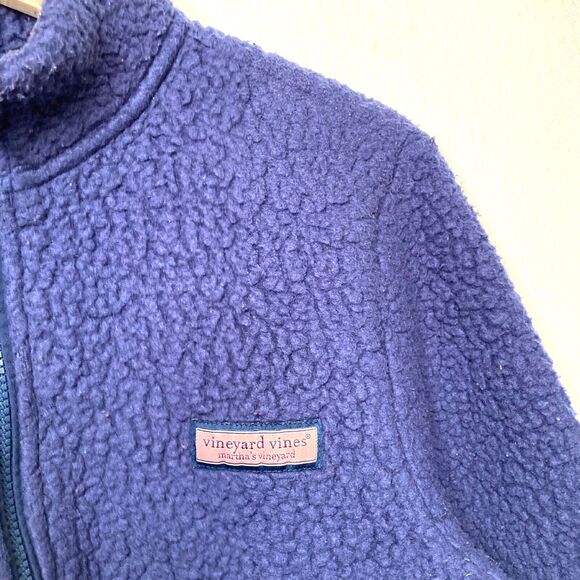 Vineyard Vines Men's 1/4 Zip Chunky Sherpa Fleece Jacket Small Blue Pullover - Picture 5 of 10